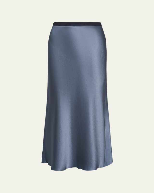 Contrast Waistband Satin Slip Skirt
